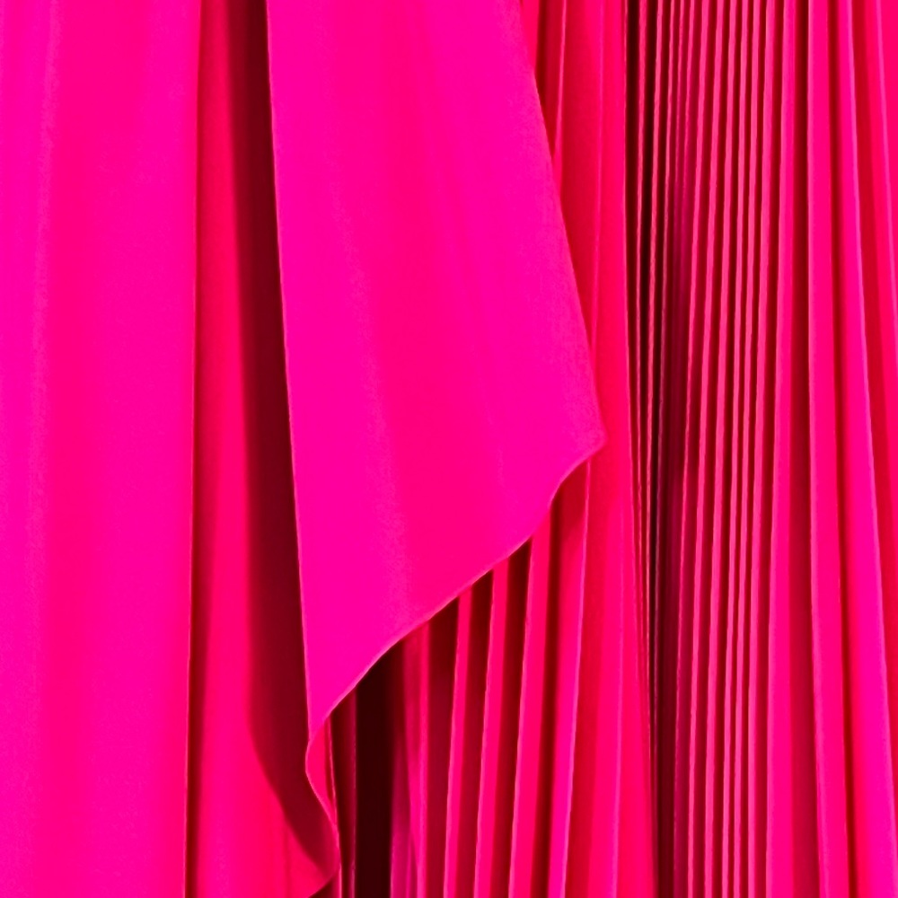 Christopher John Rogers Pleated Asymmetric Skirt Neon Pink Wool Blend - Picture 8 of 15